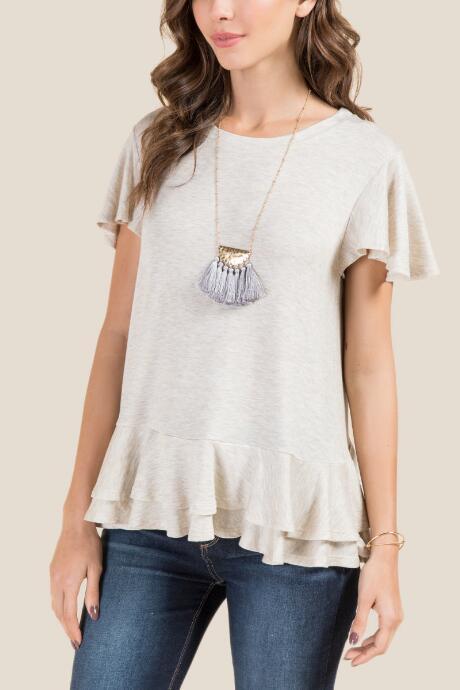 Francesca Inchess Taisiya Bow Back Peplum Blouse - Heather Oat