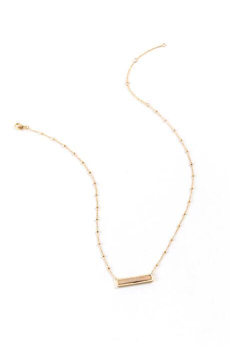 Francesca's Sophia Semi-precious Bar Pendant Necklace - Pale Pink