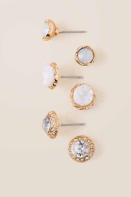 Francesca's Abby Round Stud Set - White