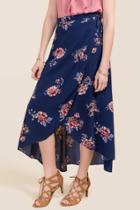 Mi Ami Jasmine Floral Wrap Skirt - Navy