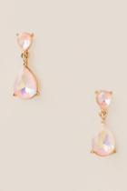 Francesca's Rea Glass Stone Double Drop Earrings - Pink