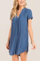 Francesca Inchess Jaya V-neck Shift Dress - Blue