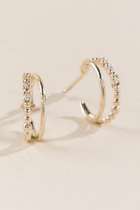 Francescas Dara Crystal Layered Hoops - Gold