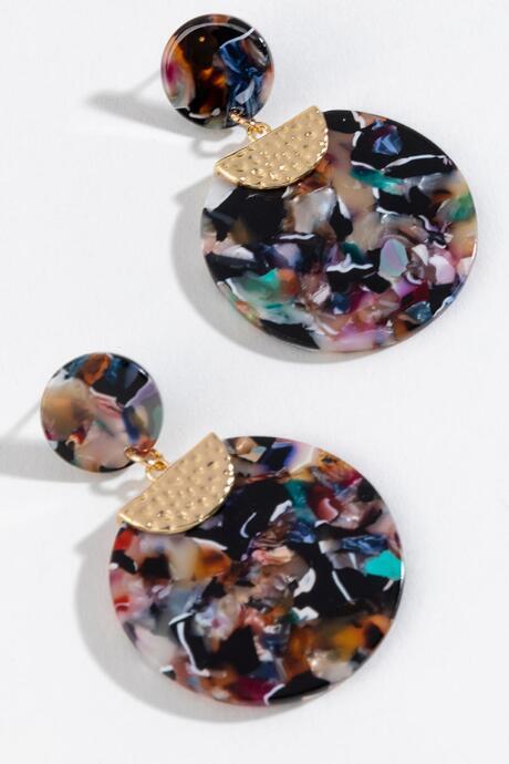 Francesca's Julissa Marbled Resin Statement Earrings - Multi