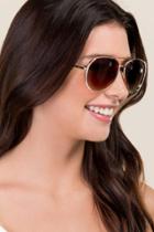 Francesca's Margot Rhinestone Aviator Sunglasses - Tortoise