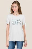 Alya Everybody Naps Tie Sleeve Graphic Tee - Ivory