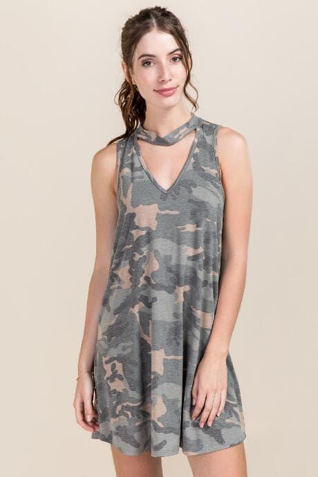 Alya Alessia Gigi Camo Knit Dress - Dark Olive