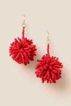 Francesca's Havana Seedbead Pom Drop Earring In Red - Red