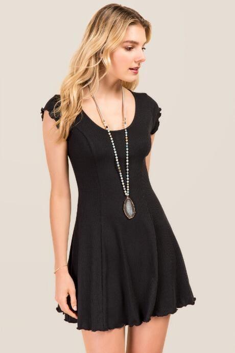 Alya Marabella Ribbed Knit Dress - Black