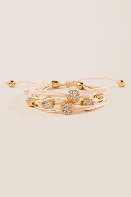 Francesca's Palmer Corded Pave Pull Tie Bracelet - Ivory