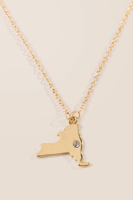 Francesca's Crystal New York Pendant Necklace - Gold
