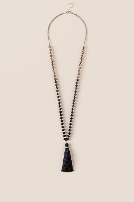 Francesca's Jeslyn Mixed Bead Tassel Necklace - Black
