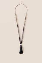 Francesca's Jeslyn Mixed Bead Tassel Necklace - Black