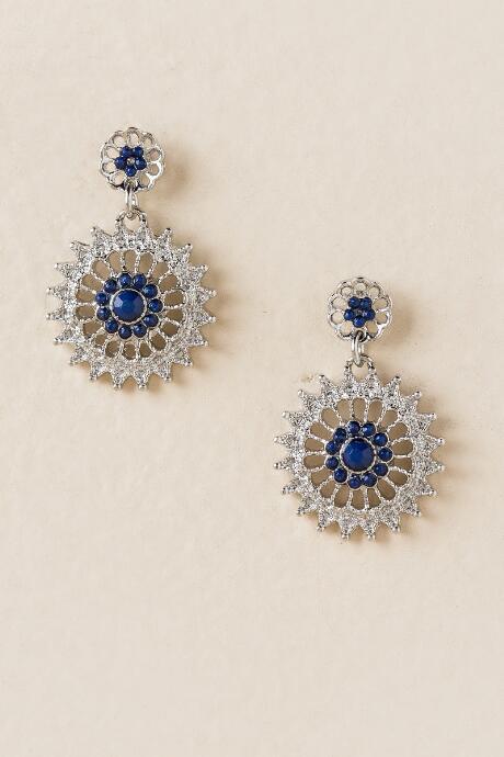 Francesca's Gracie Circle Burst Drop Earring - Navy