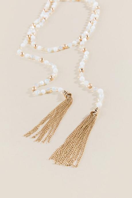 Francesca Inchess Stella Wrap Tassel Necklace In White - White