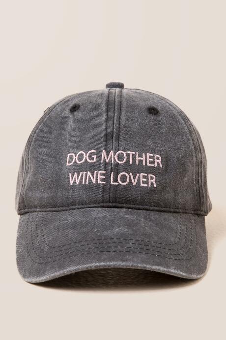 Francesca's Dog Mother Wine Lover Baseball Cap - Black