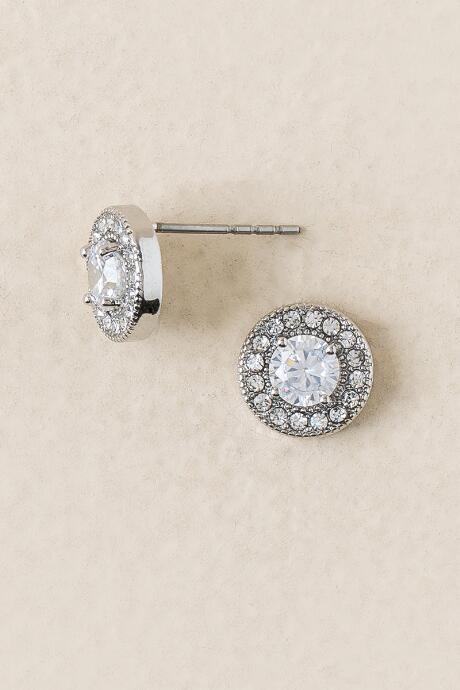 Francesca's Kryssa Cubic Zirconia Trim Stud Earring - Crystal