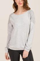 Francesca's Capella Embroidered Shoulder Sweatshirt - Heather Gray