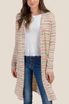 Francesca's Brooklyn Multi Stripe Duster Sweater - Multi