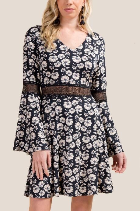 Francesca Inchess Cora Lace Insert Knit Dress - Black