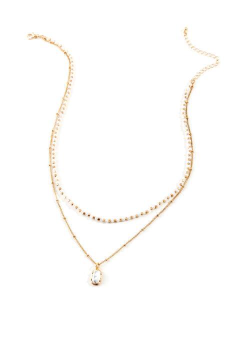 Francesca's Kasey Layered Howlite Pendant Necklace - White