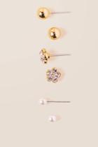 Francesca's Jenna Flower Ball Stud Earring Set - Gold