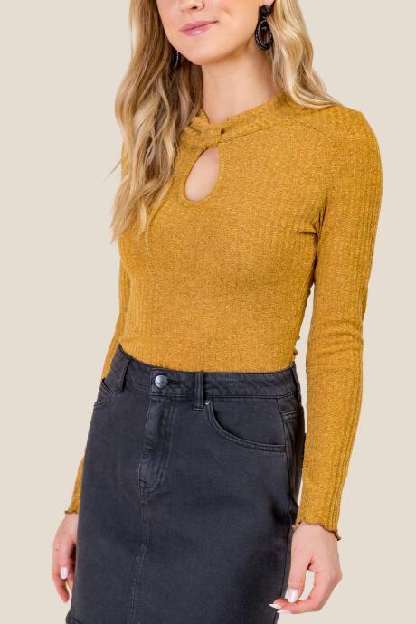 Francesca's Layne Keyhole Bodysuit - Mustard