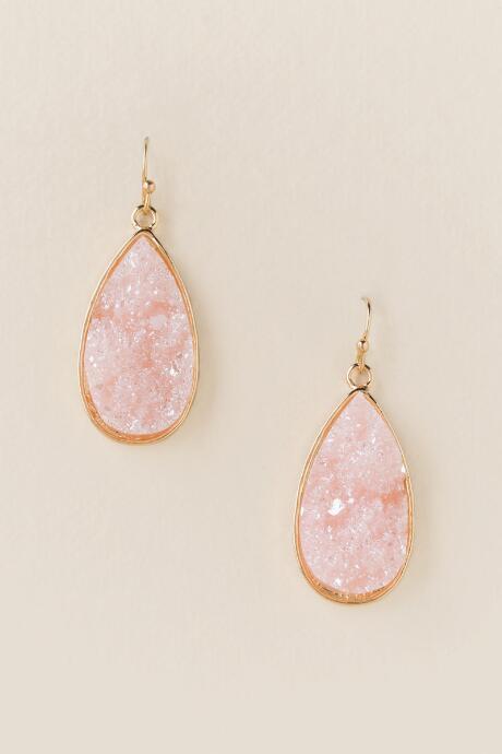 Francesca's Krystal Druzy Teardrop Earring In Blush - Blush