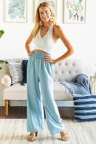 Francesca's Shannon Smocked Waist Pants - Chambray