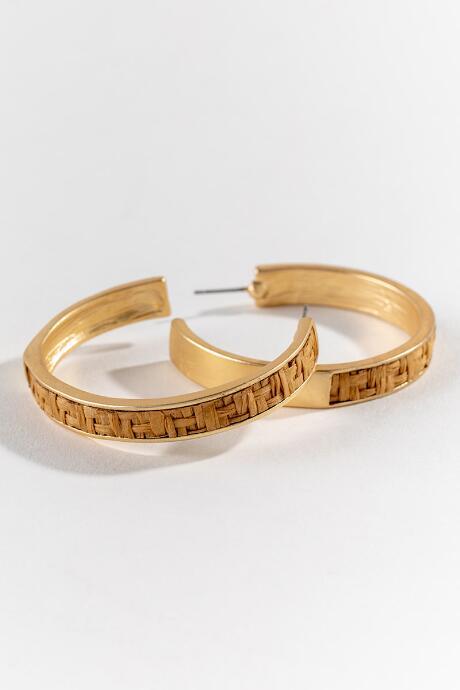 Francesca's Elena Rattan Hoops - Brown