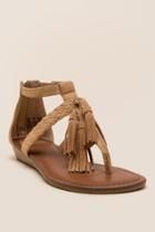 Fergalicious Tanya Fringe T-strap Sandal - Camel