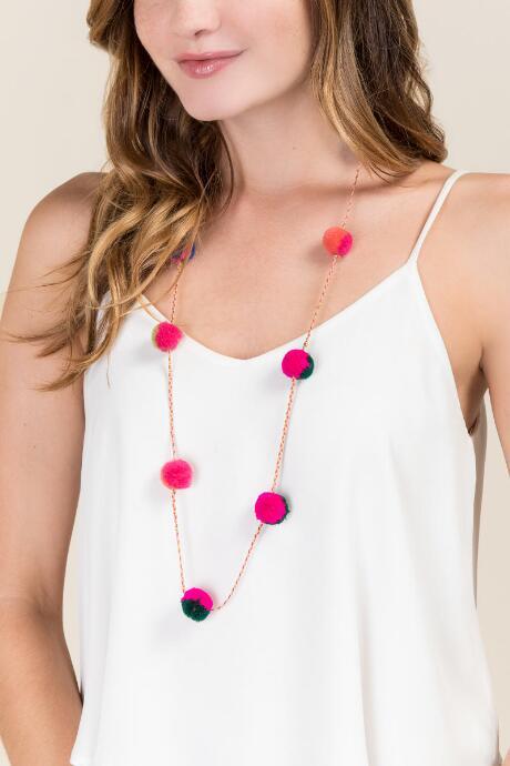 Francesca's Cozumel Pom Pom Necklace - Multi