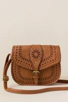 Francesca's Hailee Perforated Whipstich Crossbody - Tan