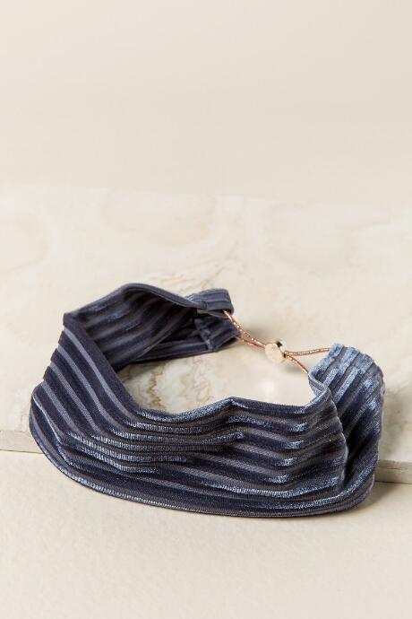 Francesca's Alta Striped Velvet Headwrap - Gray