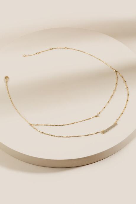 Francesca's Shelby Layered Bar Pendant Necklace - Gold