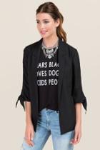 Francesca's Arissa Tie Sleeve Blazer - Black