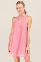 Blue Rain Aeryn Gigi Neck Shift Dress - Rose