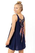 Francesca's Leigh Scarf Back Dress - Navy