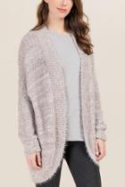 Francesca's Marabel Eyelash Cocoon Sweater Wrap - Heather Oat