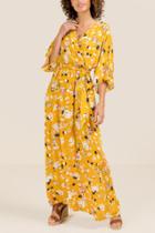 Francesca Inchess Marianne Kimono Floral Maxi Dress - Marigold