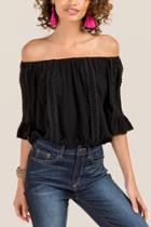 Francesca Inchess Bella Off The Shoulder Peasant Blouse - Black