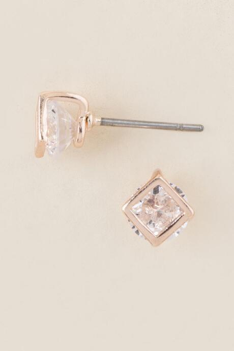 Francesca's Janine Cubic Zirconia Stud Earring In Rose Gold - Crystal