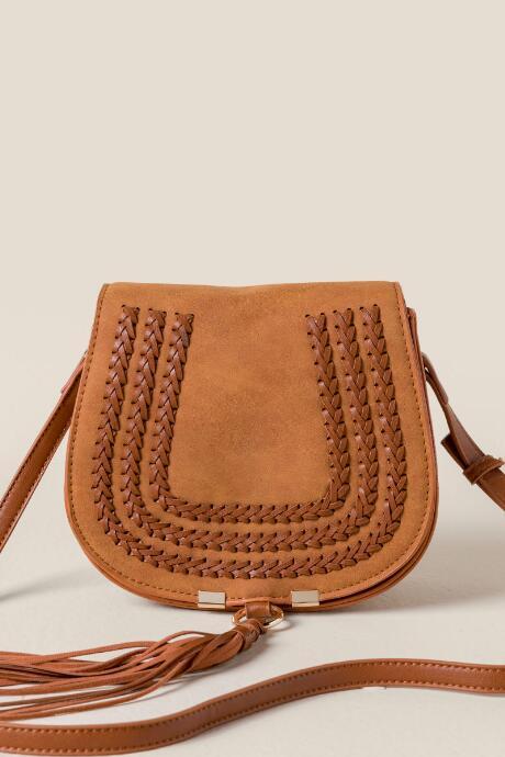 Francesca's Hattle Braided Crossbody - Brown