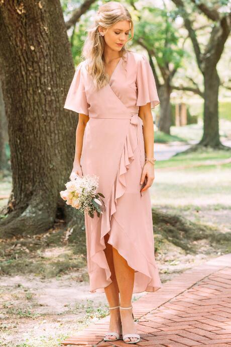 Francesca Inchess Willow Wrap Bridesmaid Dress - Blush