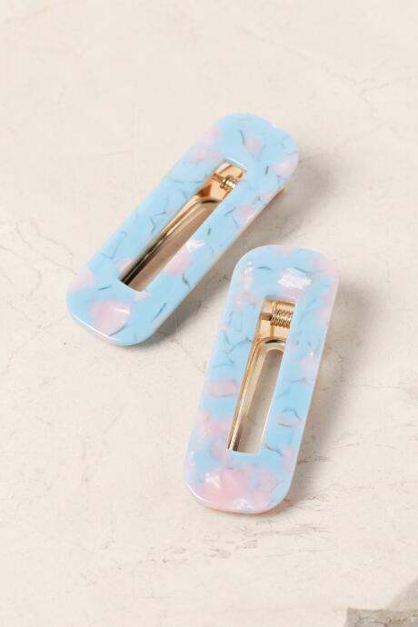 Francesca's Lexie Square Hair Clips - Coral