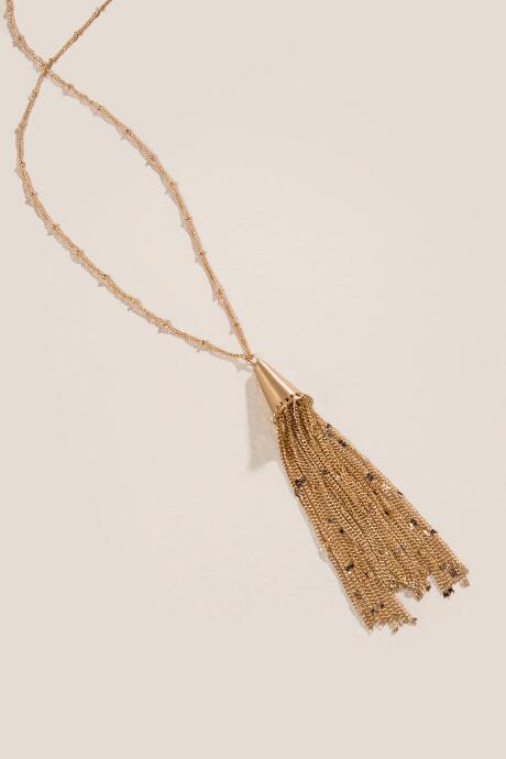 Francesca's Lexi Metal Tassel Necklace - Gold