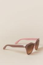 Francescca's Gloria Square Plastic Sunglasses - Nude