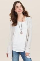 Mi Ami Vesper Neckline Cut Out Cardigan - Ivory