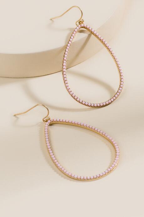 Francesca's Carrie Beaded Teardrop Earrings - Blush