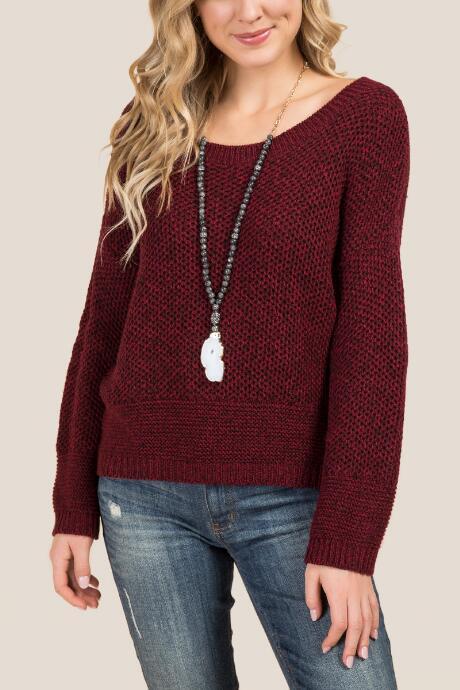 Francesca's Vera Off Shoulder Marled Sweater - Berry